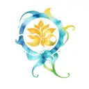 OM design powerful. use vibrant colors and gradients. tattoo design idea