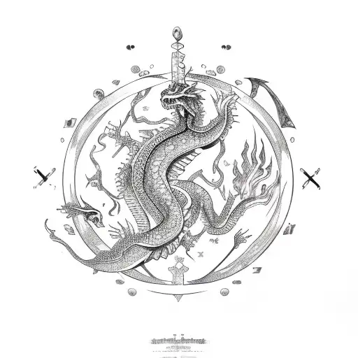 zodiac aquarius with water dragon tattoo design idea