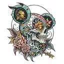 A frightening abstraction with bright accents tattoo design idea