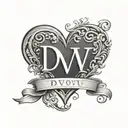  DV initials with heart shape tattoo design idea