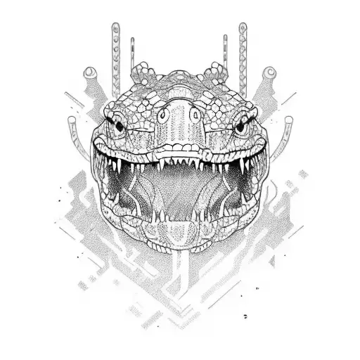 Cyber brutal Alligator tattoo design idea