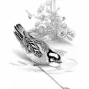 sparrow and lily tattoo design idea