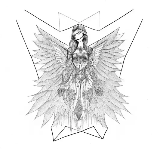 fallen angel with heart tattoo design idea