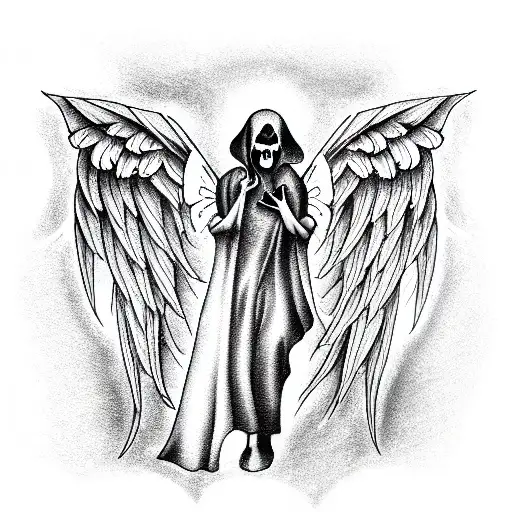 Angel, Grim Reaper, cross tattoo design idea