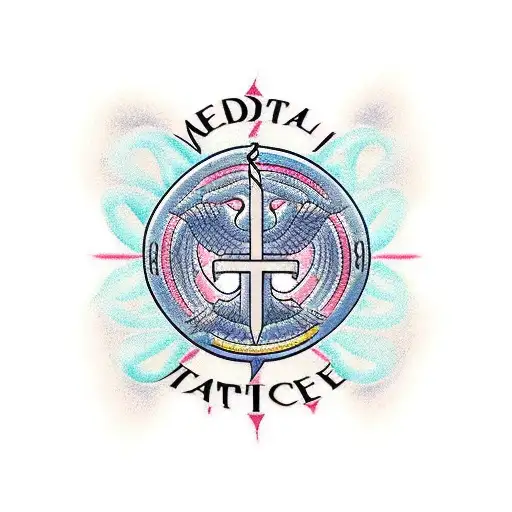 Medical Caduceus interwoven with handicap symbol tattoo design idea