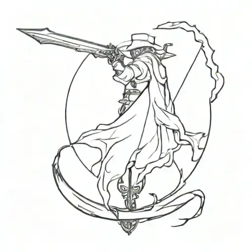 Saw Cleaver from Bloodborne Moon Rune Surrounded tattoo design idea