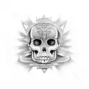 totally vertically symmetrical, taller than wide, with the theme "memento mori" represented, tribal style tattoo design idea