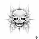 totally vertically symmetrical, taller than wide, with the theme "memento mori" represented, tribal style tattoo design idea