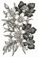 freesias and anemone flowers tattoo design idea
