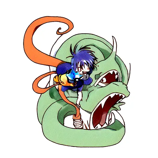 Rimuru riding shenron  tattoo design idea