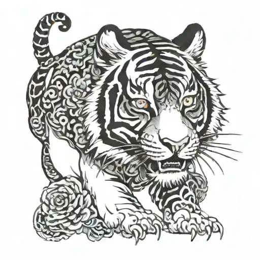 tiger blue eyes tattoo design idea