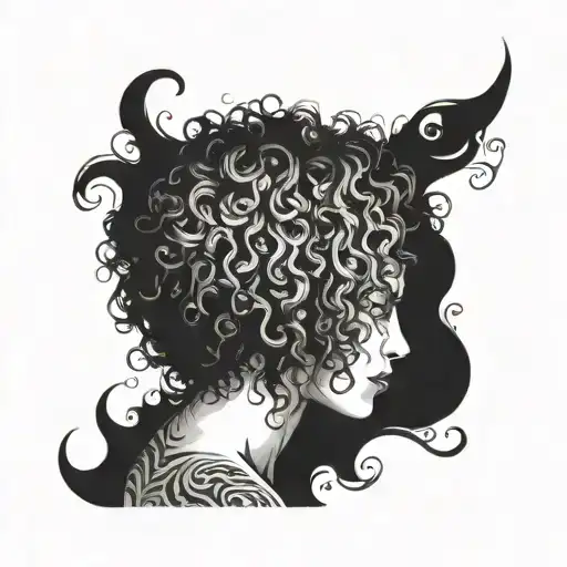 curly hair tattoo design idea