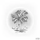 flamingo, palm tree, cocktail tattoo design idea
