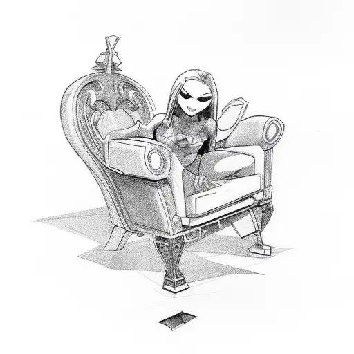 Raven sitting an a chair showing her tighs from teen titans tattoo design idea