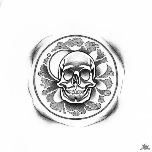 half Moon and cloud and skull tattoo design idea