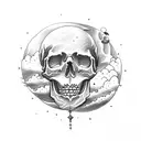 Moon and cloud and skull tattoo design idea