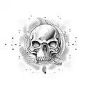 crescent with skull and a cloud tattoo design idea