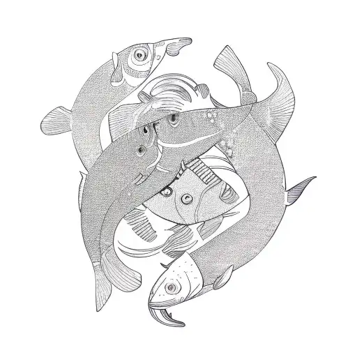 Pisces and leo hugging virgo tattoo design idea
