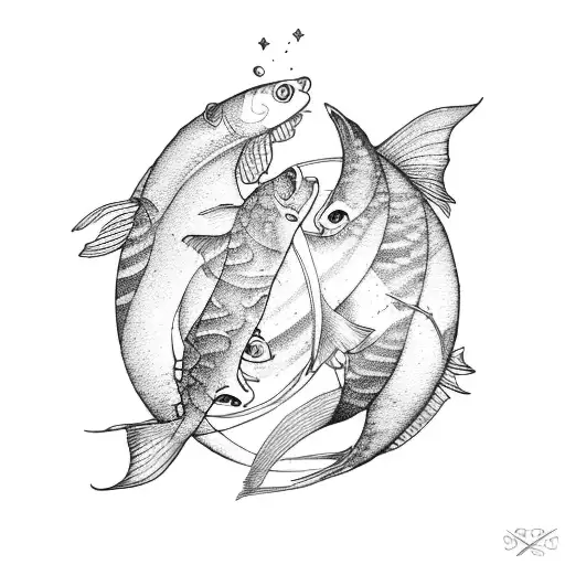 Pisces and leo hugging virgo tattoo design idea