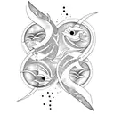 Pisces and leo hugging virgo tattoo design idea