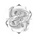 Pisces and leo hugging virgo tattoo design idea