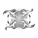 Pisces and leo hugging virgo tattoo design idea