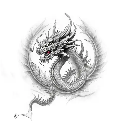 dragon chino de terror tattoo design idea