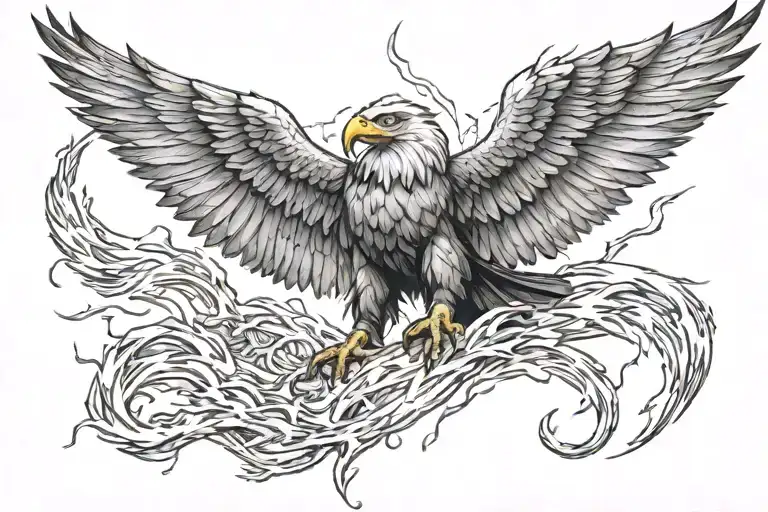 Roman imperial eagle holding thunder lightning tattoo design idea