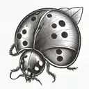 simple ladybug flying tattoo design idea