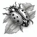 simple ladybug flying tattoo design idea