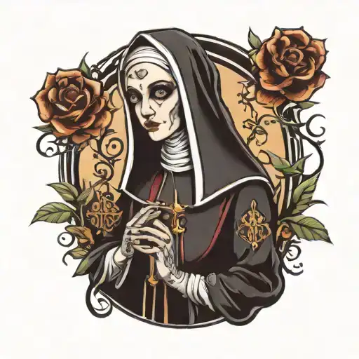 Gothic nun horny tattoo design idea