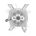 A minimalist tattoo design of an electrician symbol with a samurai twist tattoo design idea