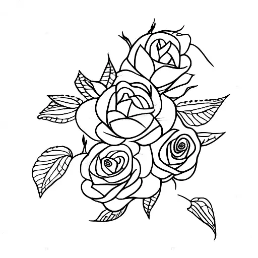 A serene garden scene with various types of roses tattoo design idea