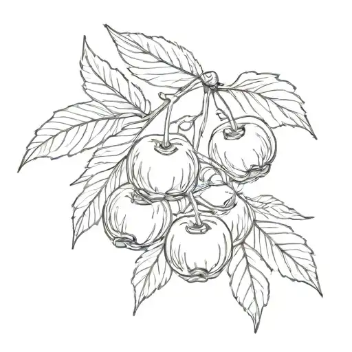 delicate wispy cherry fruit tattoo design idea
