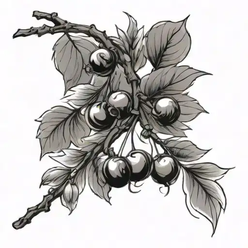 wispy cherry branch tattoo design idea