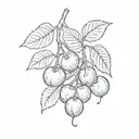 delicate wispy cherry fruit tattoo design idea