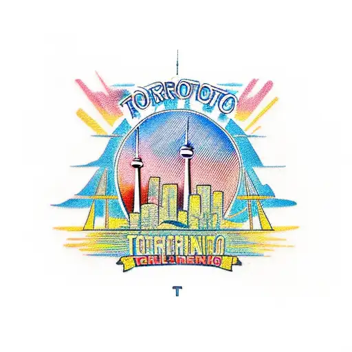 toronto skyline and philippines color tattoo design idea