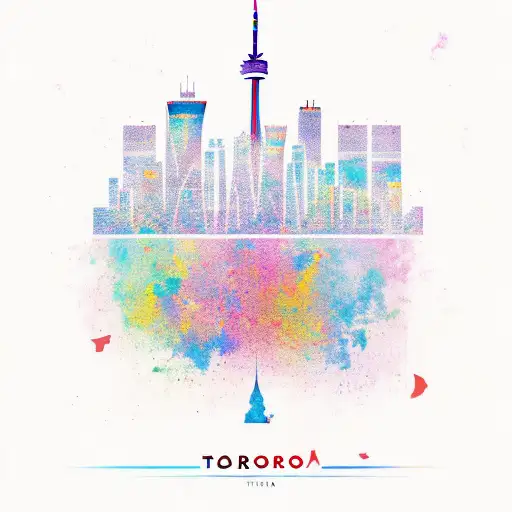 toronto skyline and philippines color tattoo design idea