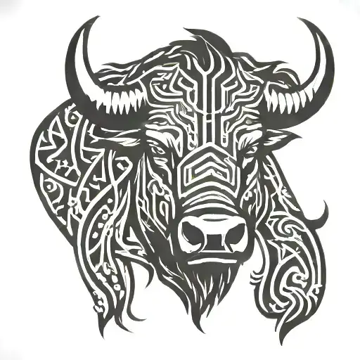 bison head tattoo design idea