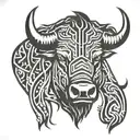 bison head tattoo design idea