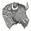 bison head tattoo design idea
