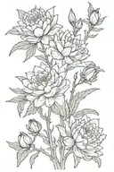 marigold water Lily larkspur flowers intertwined tattoo design idea