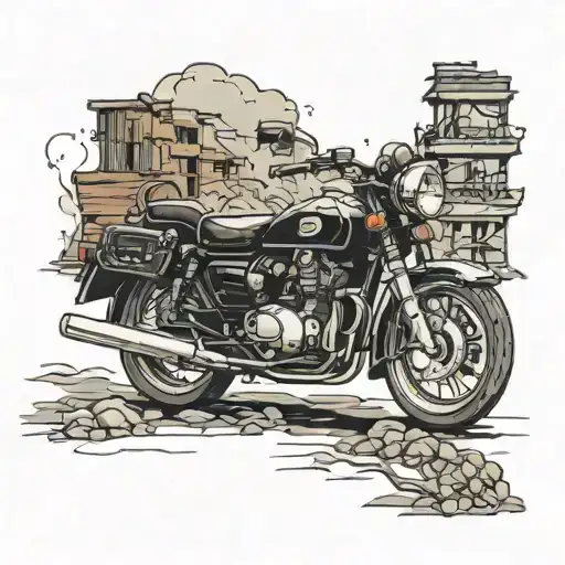 Toyota series 70 black color in the road leading towards tattoo design idea