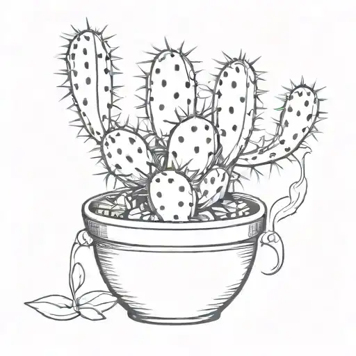 cactus on pot smooking leaf   tattoo design idea