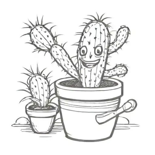mascot cactus on pot smooking with shade of smoke coming out of its tattoo design idea
