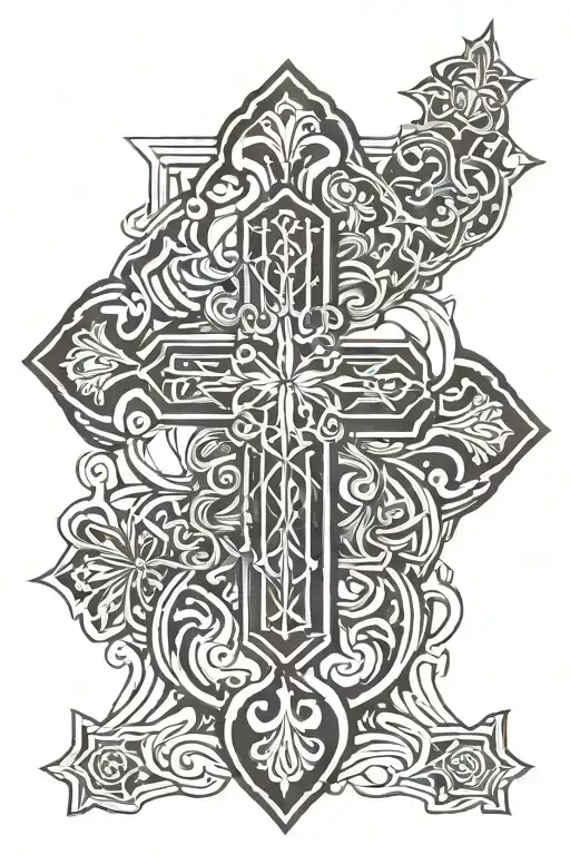 orthodox cross tattoo design idea