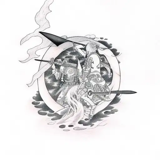 guts and griffith sheathing their swords with the eclipse above them tattoo design idea