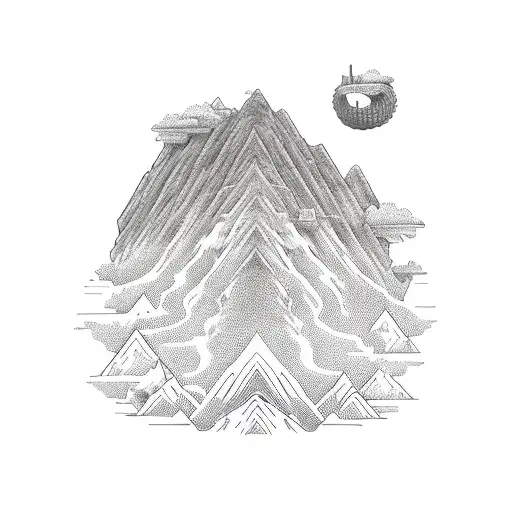There is going to be wave mountain sisyphus tattoo design idea