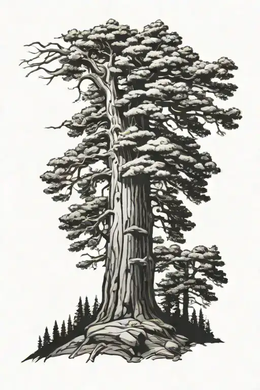 grizzly giant sequoia tree tattoo design idea