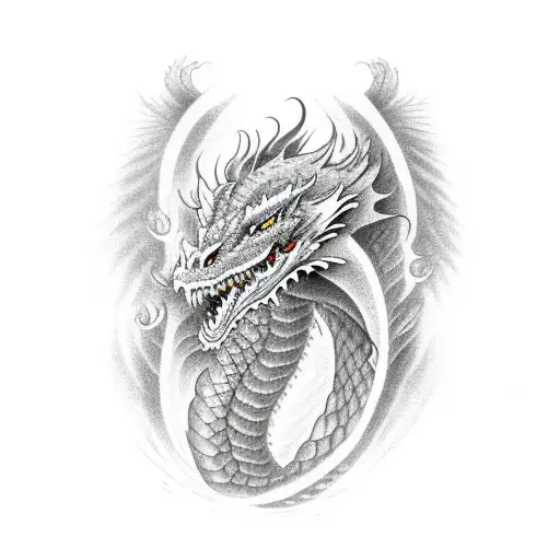 A majestic dragon soaring over an Icelandic landscape tattoo design idea